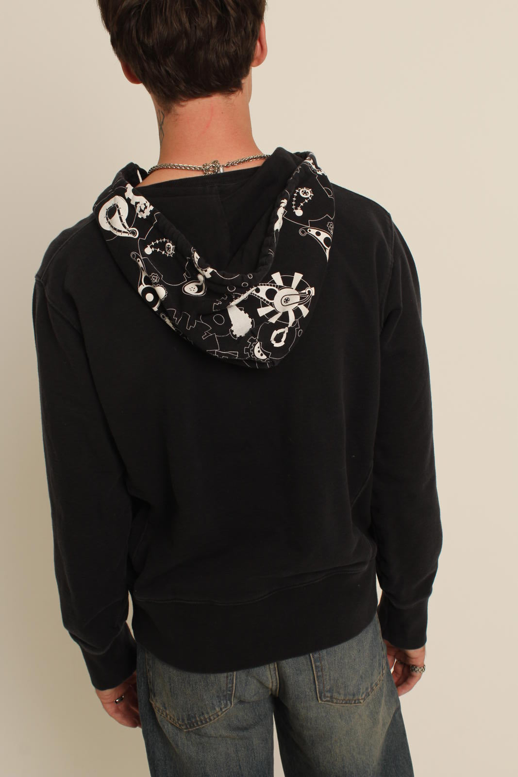 Vintage Stussy Black Paisley Pattern Graphic Pullover Hoodie
