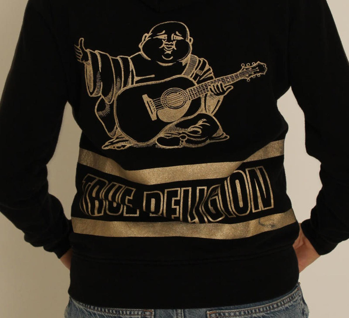 True Religion Black Zip-Up Hoodie