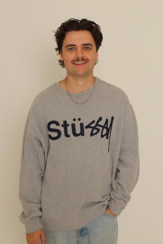 Rare Stüssy Grey Sweatshirt with Logo