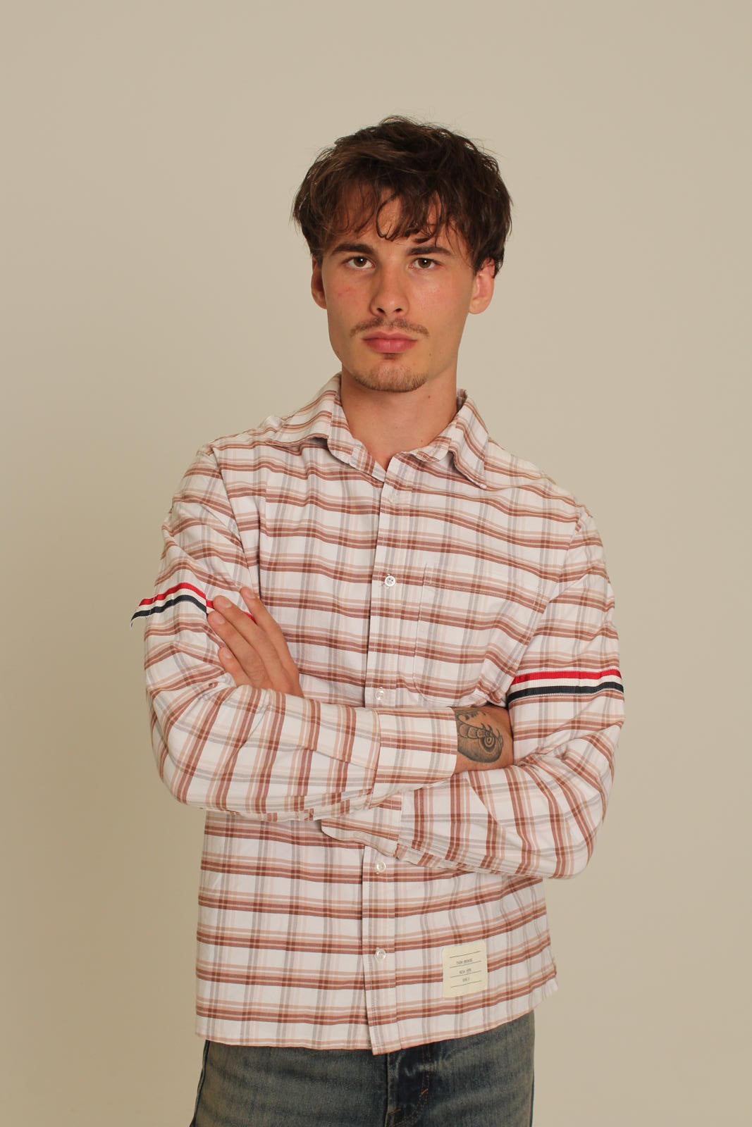 Thom Browne Brown Checked Shirt