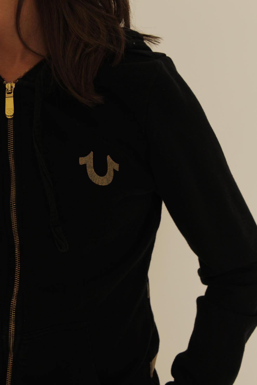 True Religion Black Zip-Up Hoodie