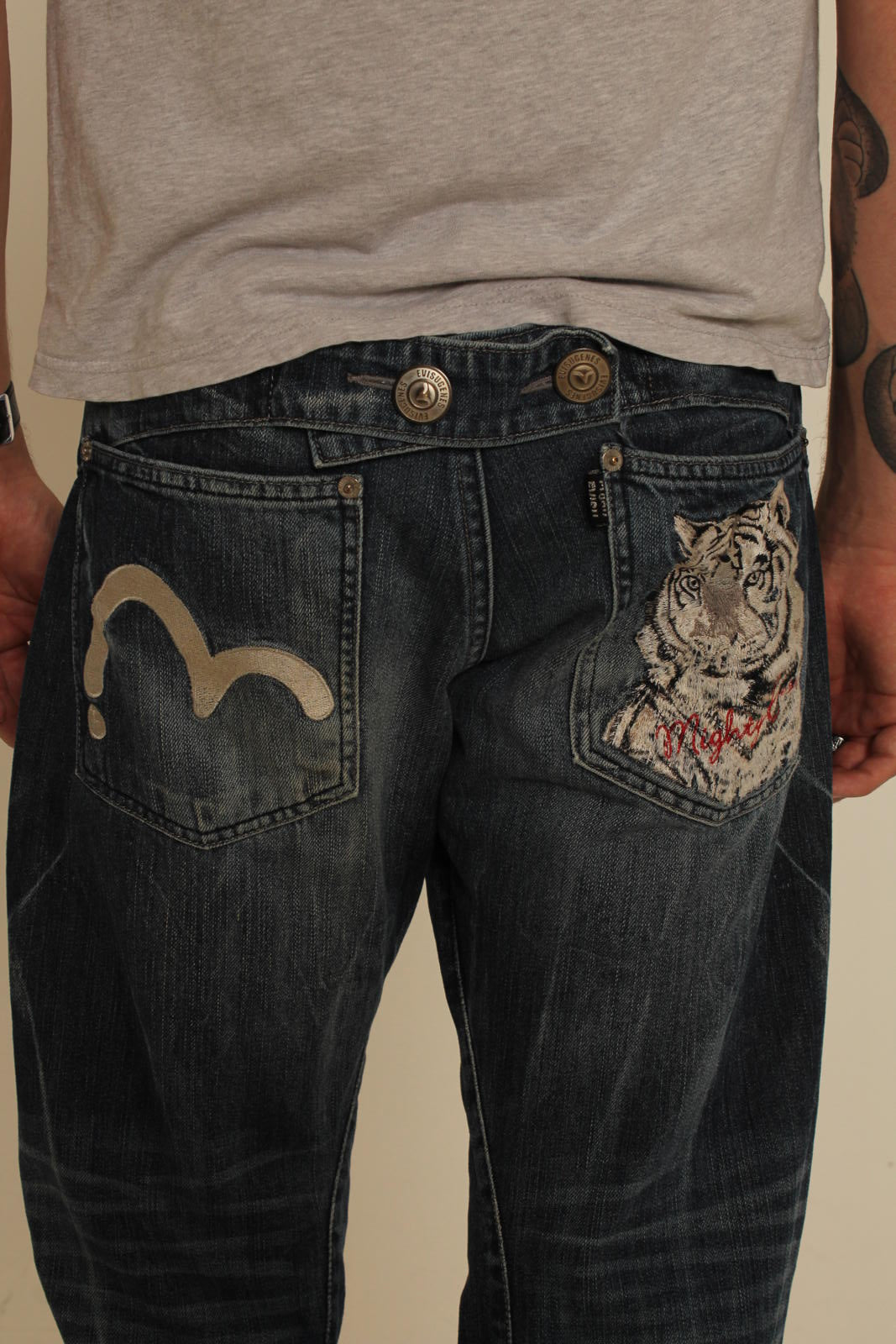 Rare Evisu Jeans with Tiger Embroidery