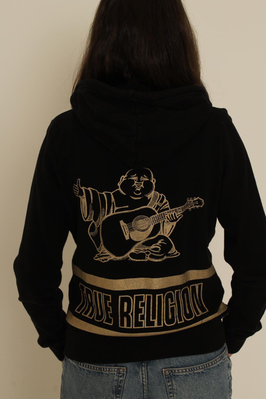 True Religion Black Zip-Up Hoodie
