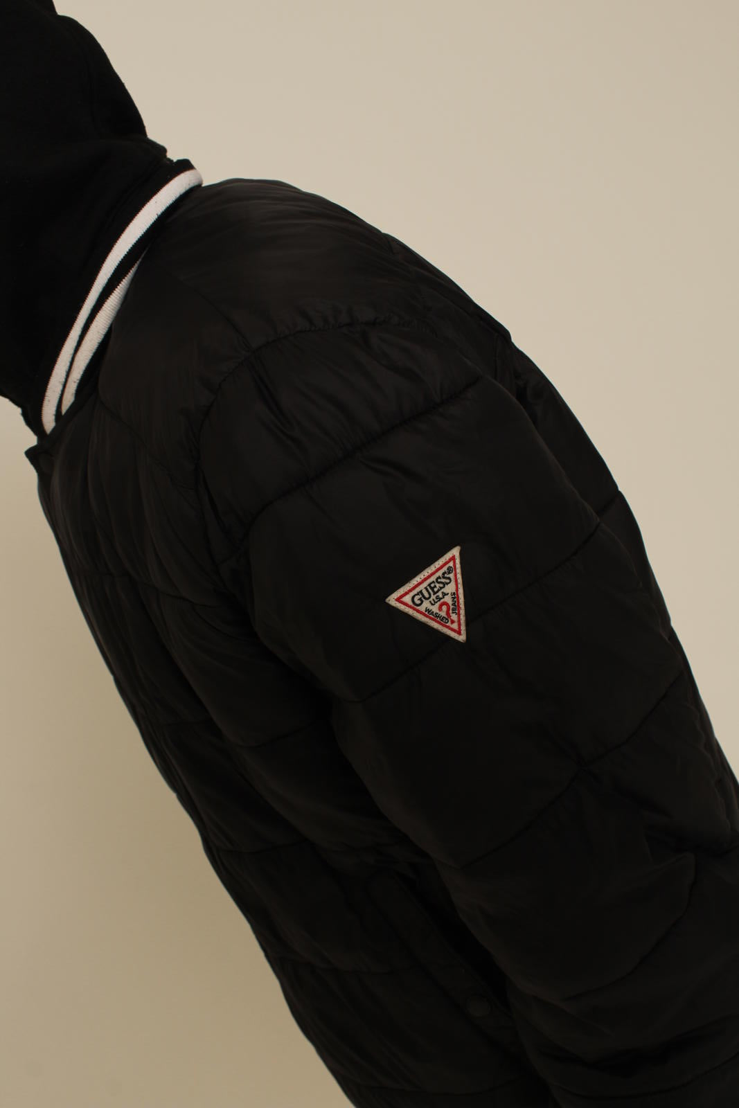 Guess Black Puffer Jacket with Hood