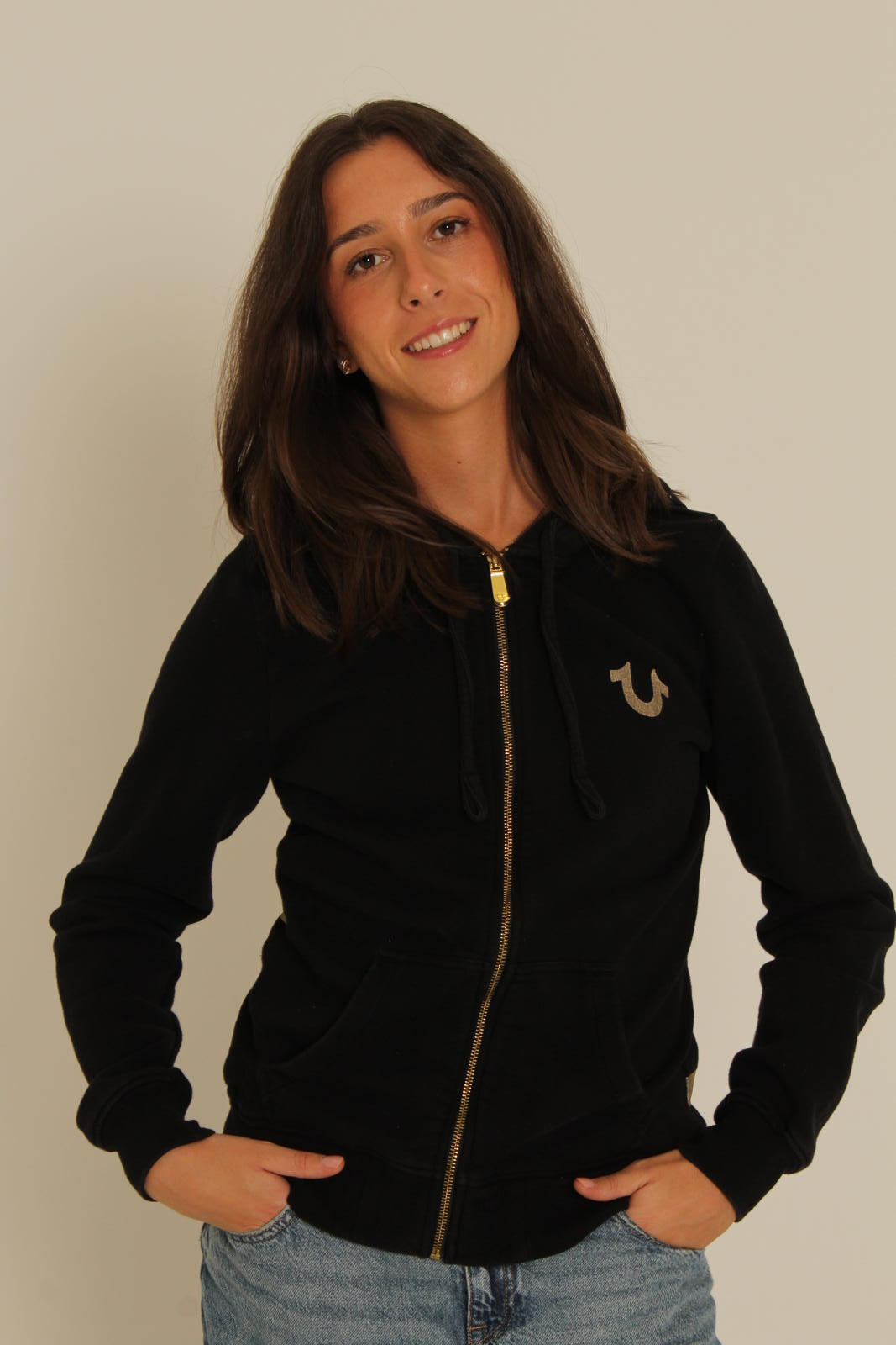 True Religion Black Zip-Up Hoodie