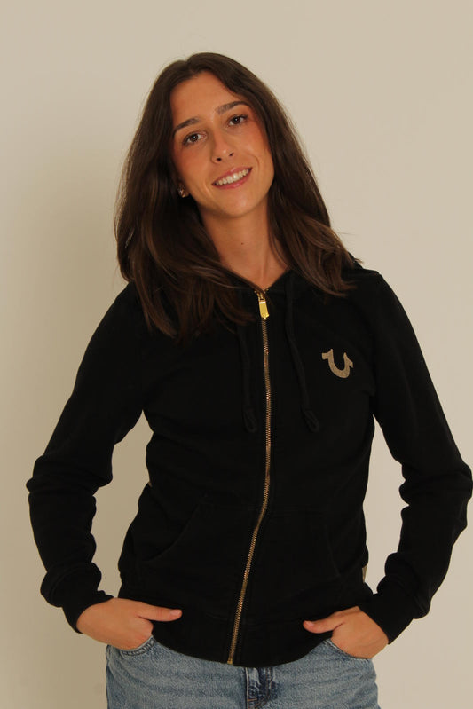True Religion Black Zip-Up Hoodie