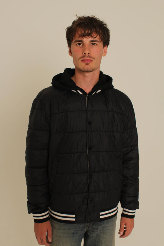 Guess Black Puffer Jacket with Hood