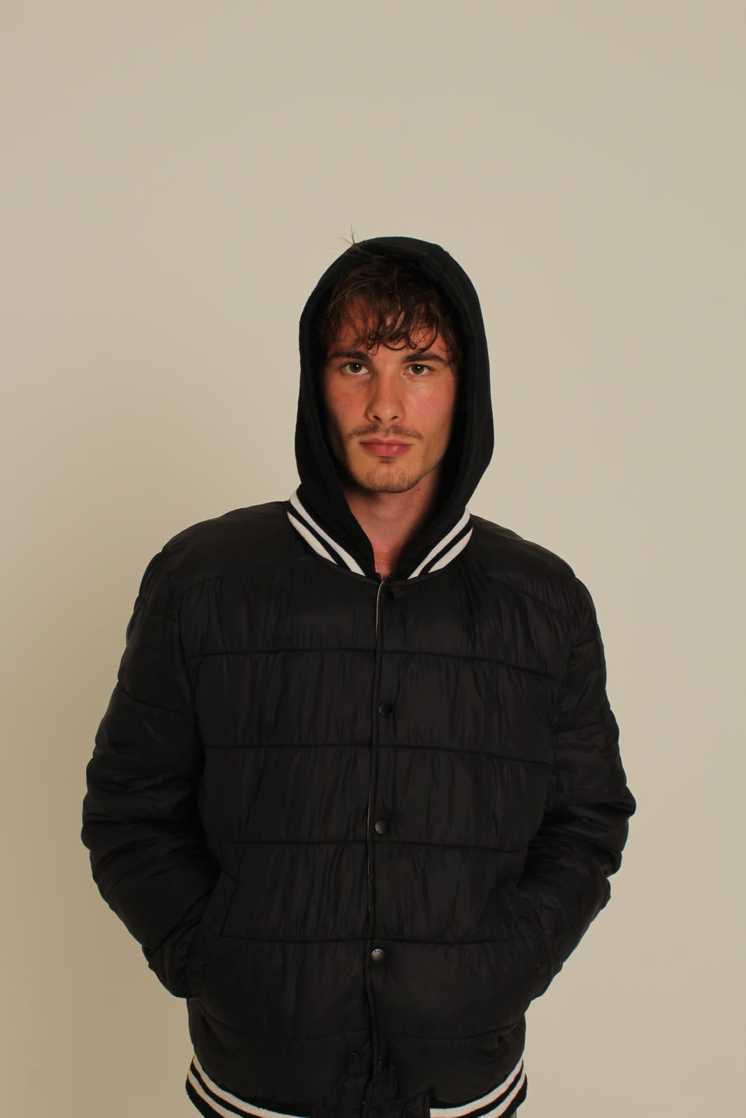 Guess Black Puffer Jacket with Hood