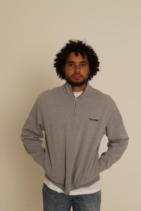 90's Polo Sport 1/4 Zip Sweatshirt Grey