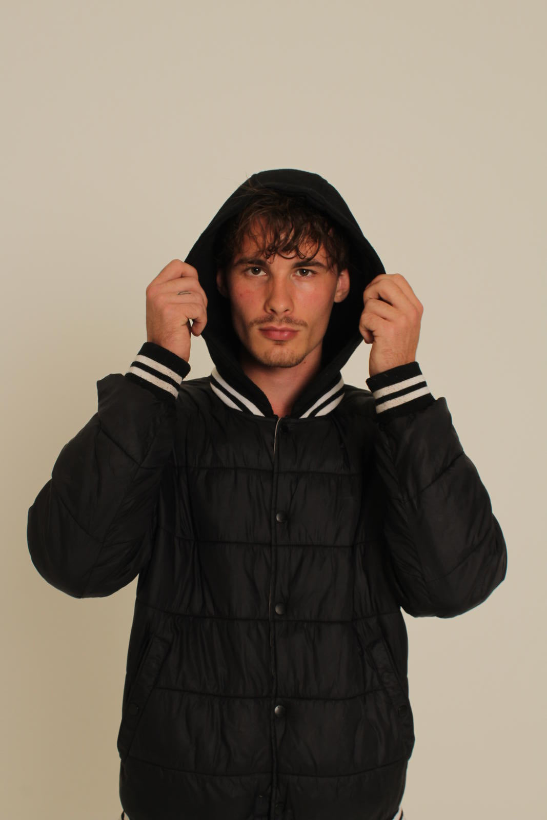 Guess Black Puffer Jacket with Hood